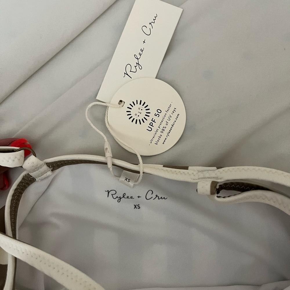 Rylee and Cru Womens Olive striped swimsuit in size XS. - Picture 2 of 3